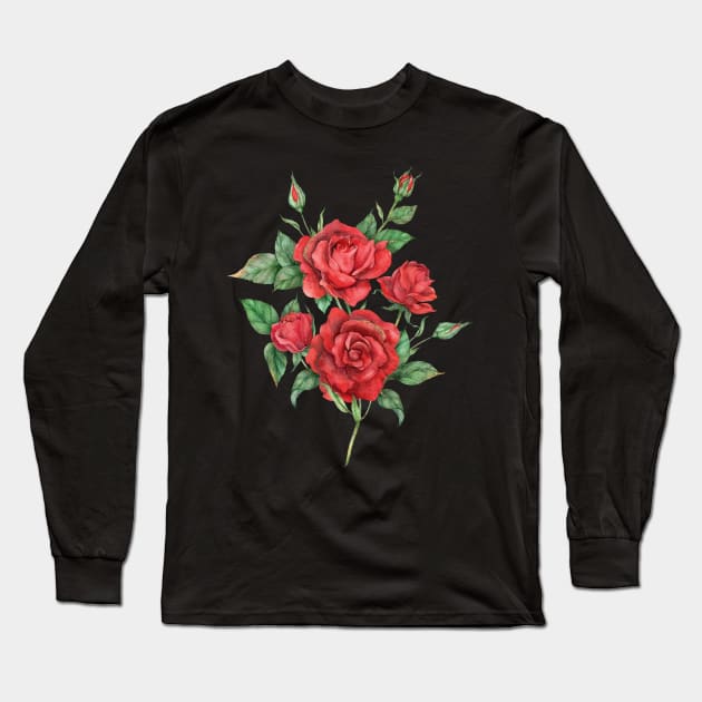 Black t shirt with red roses discount